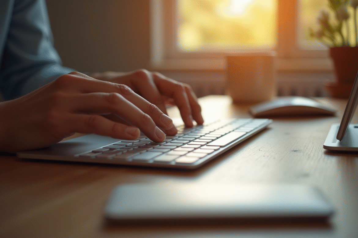 Clavier Mac moderne avec doigts sur les crochets