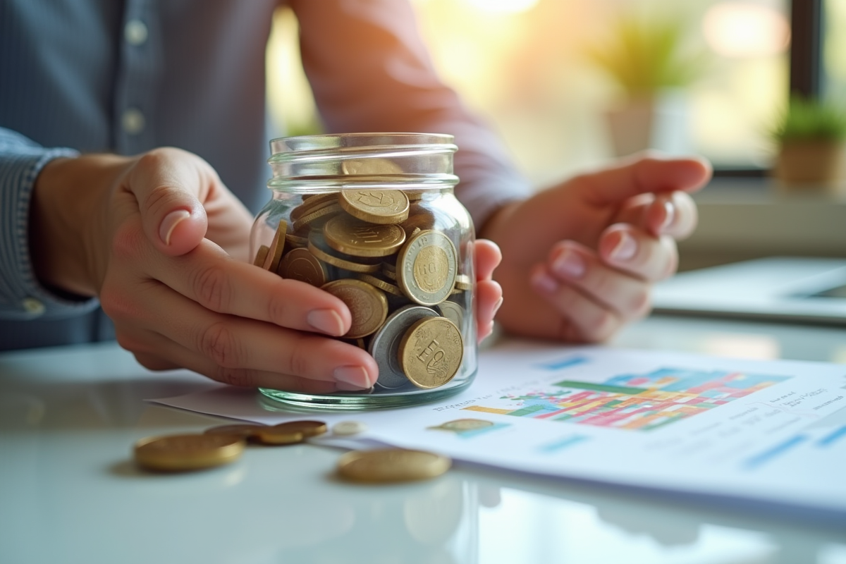 Mains tenant un pot de pièces et billets d euro pour stratégie d investissement