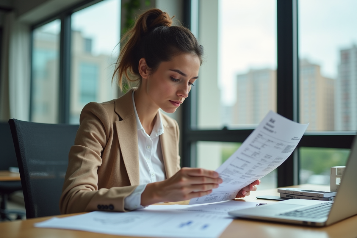 Architecte vérifiant factures et échantillon waterproofing