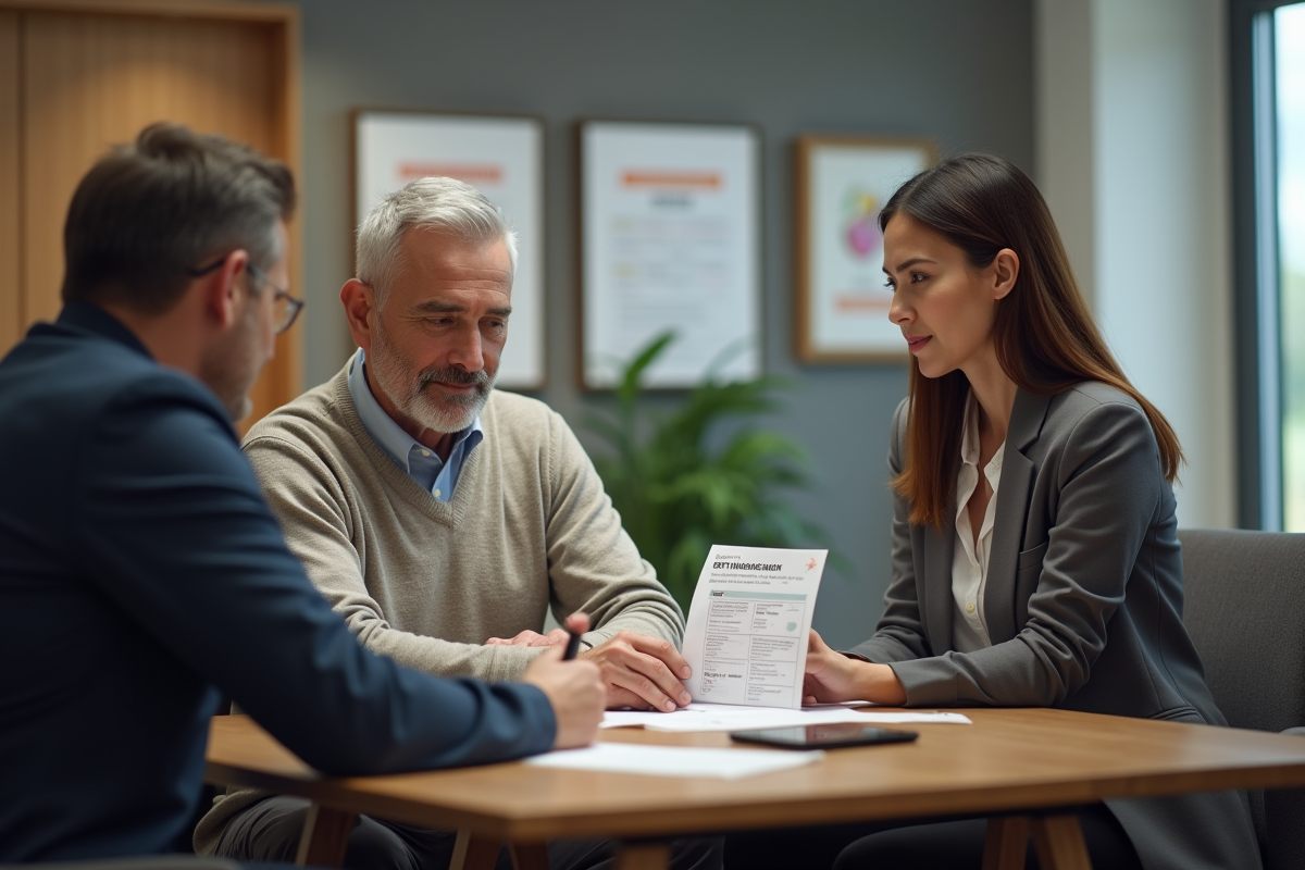 Homme et conseiller financier discutant plan de dettes