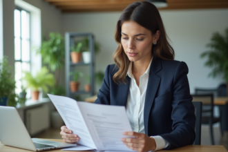 Femme d affaires concentrée en réunion de travail