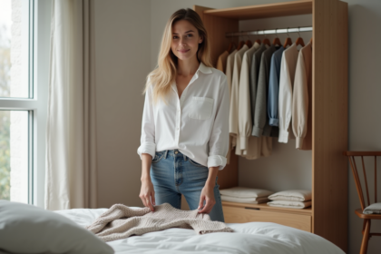 Femme organisée dans un appartement moderne et lumineux