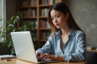 Jeune femme pensive dans son appartement cosy