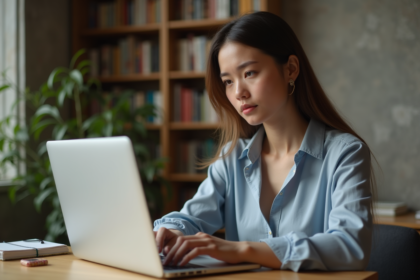 Jeune femme pensive dans son appartement cosy