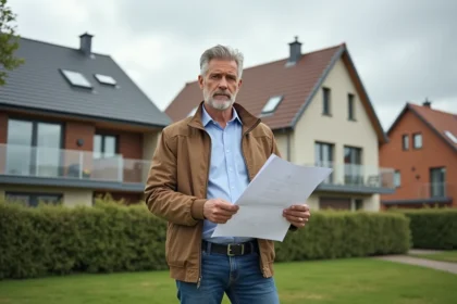 Architecte examinant des plans dans un quartier écologique