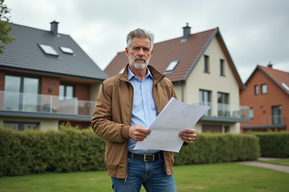 Architecte examinant des plans dans un quartier écologique