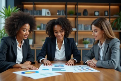 Groupe de professionnels en réunion autour d'une stratégie ESG