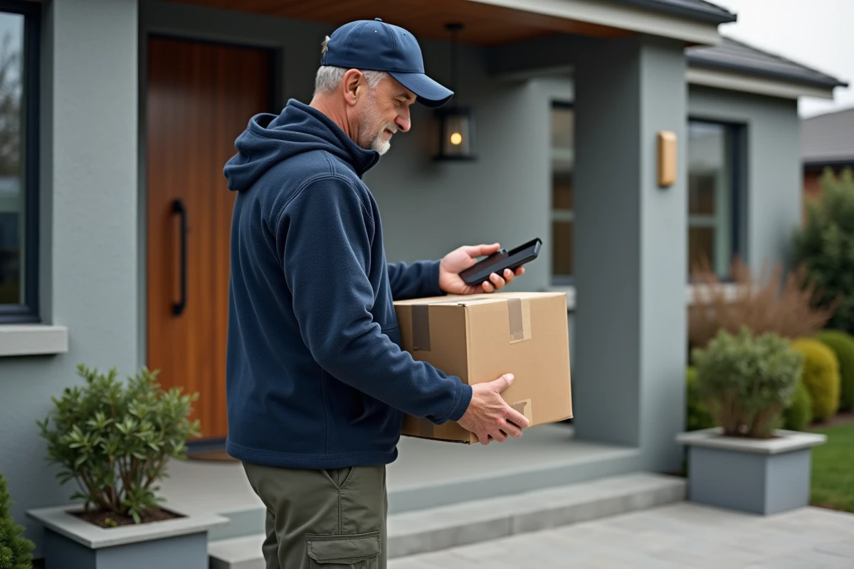 Livreur à la porte d