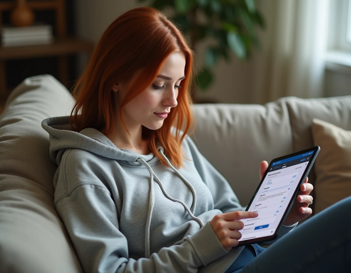 Jeune femme utilisant une tablette pour annuler Amazon Prime depuis le site ou l'application