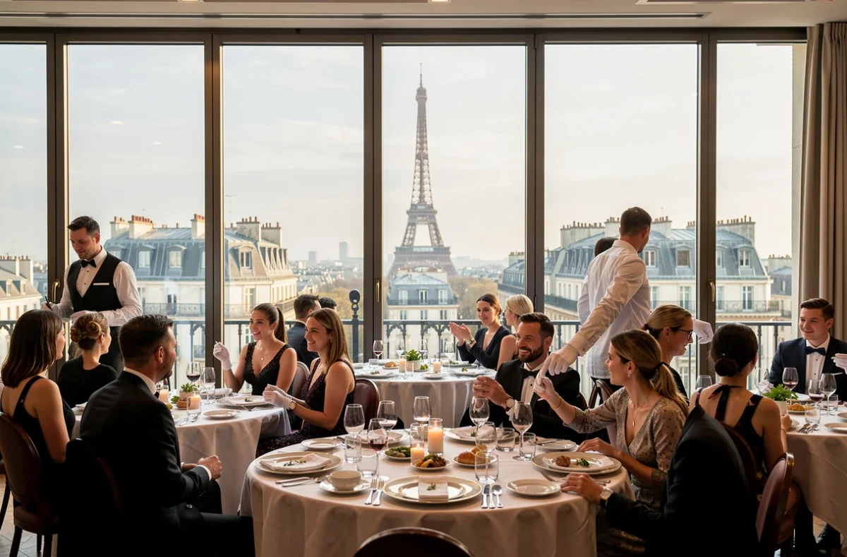 Salle de réception La Girafe avec vue panoramique sur Paris et service de restauration intégré